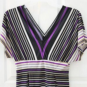 Cache Multicolor Striped V Neck Blouse size M